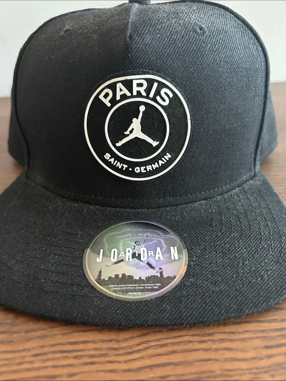 Jordan Paris Saint-Germain Black White Logo Snapback Hat